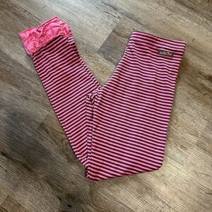 Matilda Jane Girls 14 Leggings Brown Pink Stripe Ruffle Fall Autumn